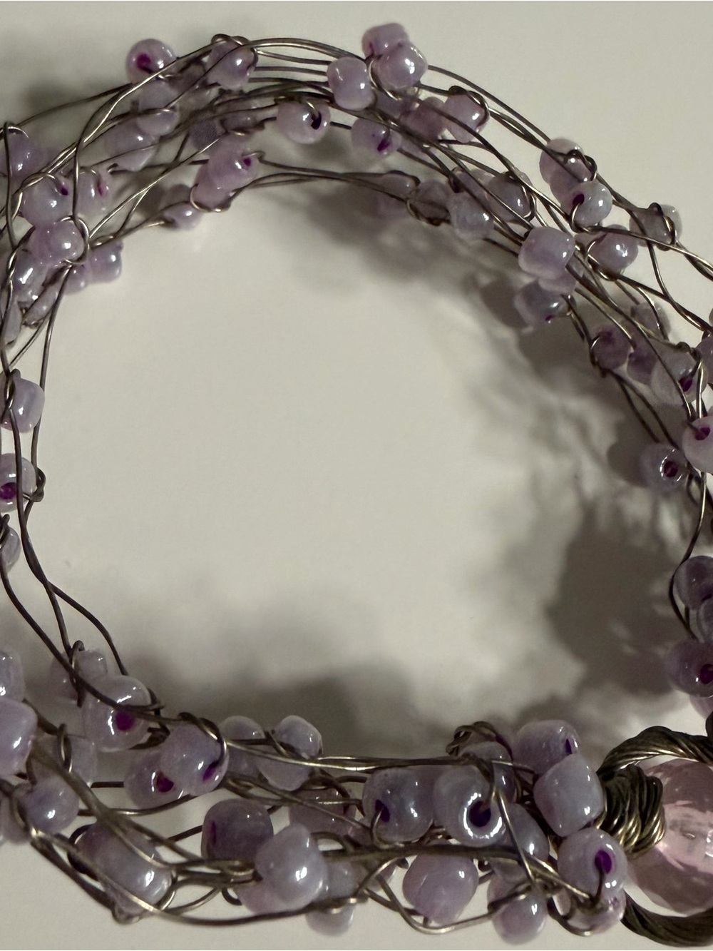 Elegant Lavender Beaded Wire Wrap Bracelet - Women Jewelry